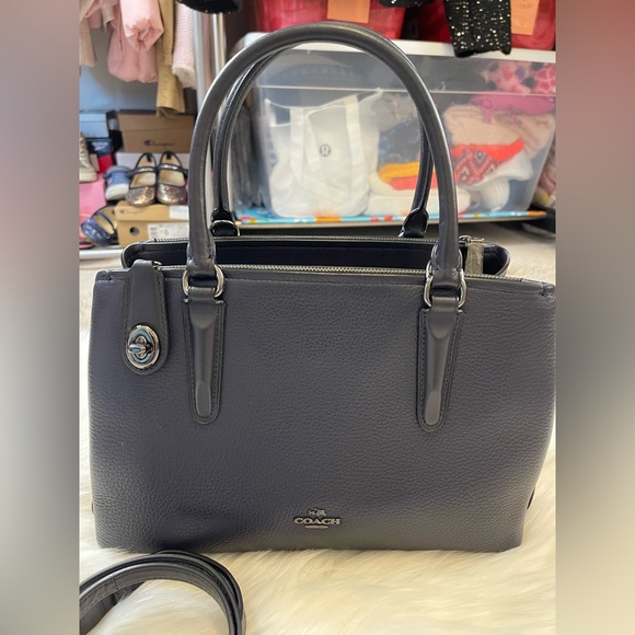 Coach Dark Blue Leather Satchel - Picture 4 of 16